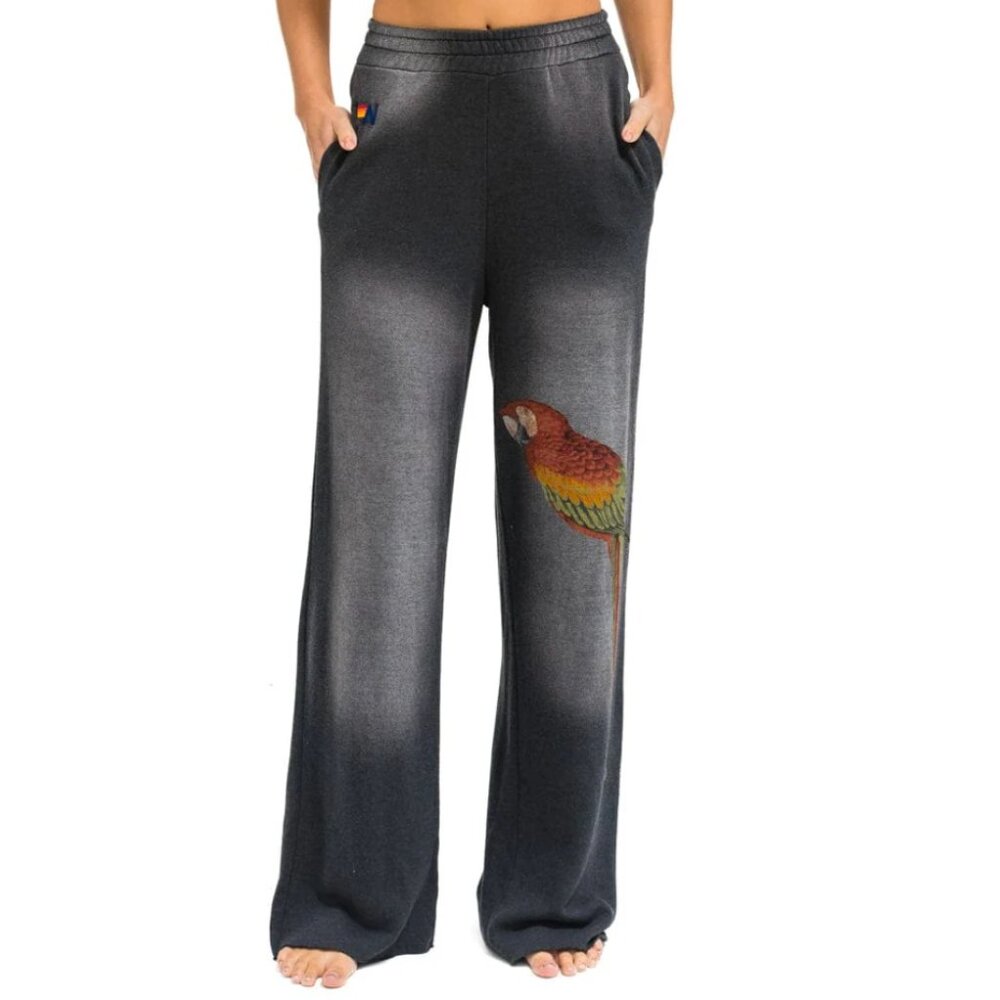 Aviator Nation Parrot Wide Leg Pocket Sweatpants - Faded Smoke, Size XS, NWT
